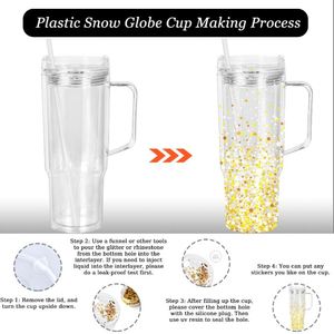 Gobelet en plastique réutilisable à double paroi avec poignée, grande capacité, personnalisable avec logo, pour smoothies, cocktails, bière, sodas, jus de fruits - Product Image 3