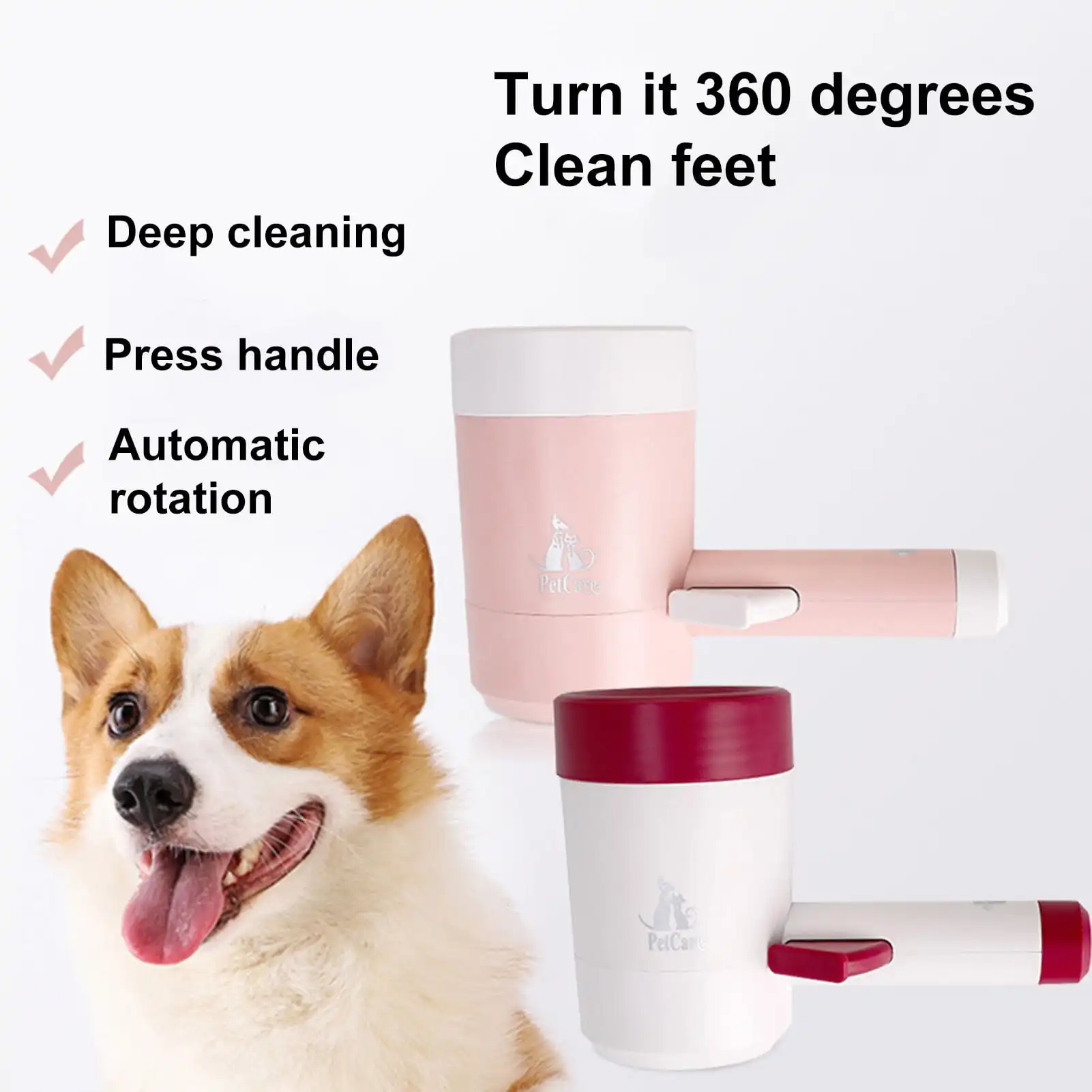Pet Foot Wash Cup Pet Foot Washer Schoonmaak Borstel Cup Draagbare Automatische Hond Paw Cleaner