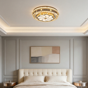 Moderne Minimalistische Runde LED-Deckenleuchte mit Kristallakzenten für Hauptschlafzimmer Sanfte Ambiente-Beleuchtung - Product Image 2