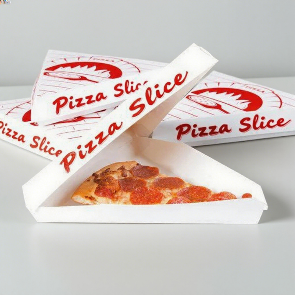 Scatola personalizzata per fette di pizza a forma di triangolo