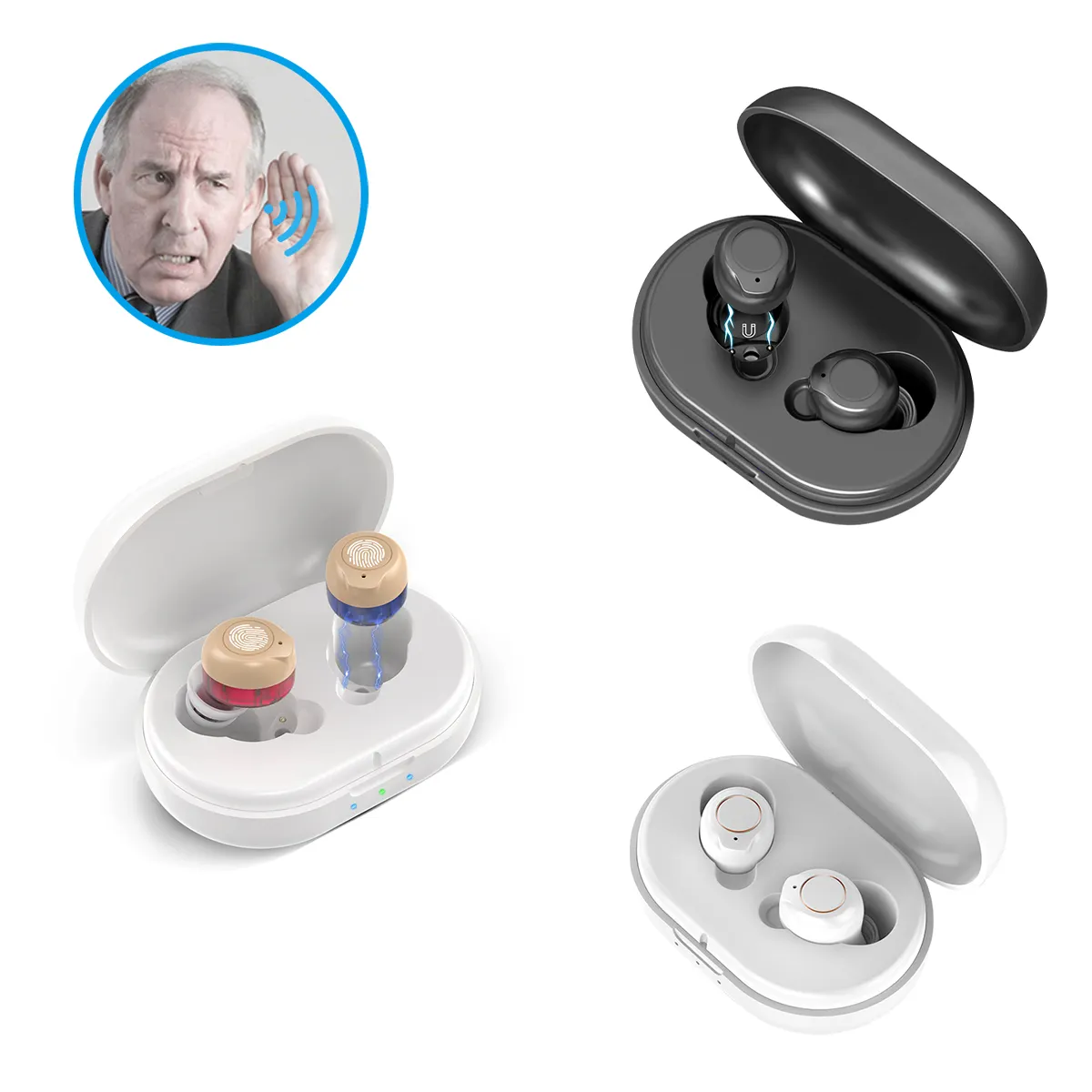 Touch control invisible hearing aid rechargeable for deafness wholesale hearing aids price list CIC Ear   Hearing Products