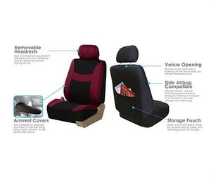 Ensemble <span class=keywords><strong>de</strong></span> housses <span class=keywords><strong>de</strong></span> siège en tissu noir bordeaux - Product Image 4