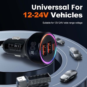 Cargador <span class=keywords><strong>de</strong></span> coche HYTO 90W <span class=keywords><strong>de</strong></span> 3 puertos súper rápido QC3.0+2xPD30W para <span class=keywords><strong>iPhone</strong></span>/Samsung/Xiaomi, adaptador <span class=keywords><strong>de</strong></span> encendedor <span class=keywords><strong>de</strong></span> cigarrillos con carga rápida. - Product Image 6