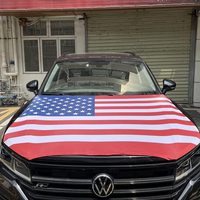 Housse de capot de voiture personnalisée avec drapeau national et tissus élastiques lavables, bannière 100 % polyester pour capot de voiture – Vente en gros
