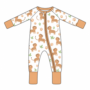 Bambu Viskon Bebek Fermuarlı Tulum Leopar Desenli - Product Image 1