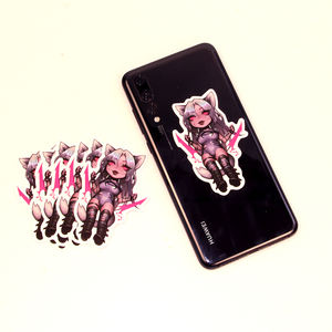 מותאם אישית decals למות ויניל אנימה חמוד מדבקות ילדה שחורה דקורטיבית קריקטורה טלפון נייד מדבקה - Product Image 2