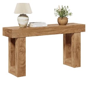 Mesa Consola Rústica de Madera Maciza SENYU, Mueble de Entrada Moderno Hecho a Mano con Base de Pedestal - Product Image 6