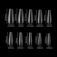 Puntas de Uñas de Gel Suave ABS Personalizadas al por Mayor, sin Curva en C, Cobertura Completa, XXL/XXXL, Extra Largas, Estilo Stiletto Cuadrado y Ataúd, para Dedos, CE