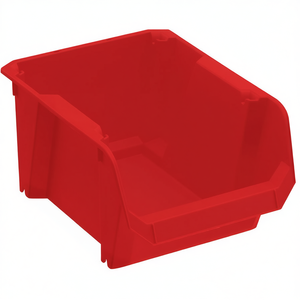 Modular <b>Plastic</b> <b>Storage</b> Tray Red 12x8x6 Inches Stackable <b>Bin</b> For Warehouse Organization - Product Image 2