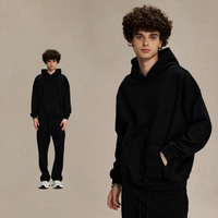 Ensemble sweat-shirt et pantalon en coton lourd 430GSM |   Survêtement unisexe surdimensionné streetwear pour couple avec impression de logo en relief personnalisée