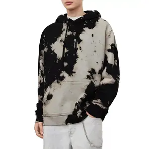 FYB custom logo tie-dye hoodie drawstring pullover designer 100% cotton men all over print tie dye hoodie