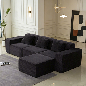 Conjunto Modular de Sofá en Forma de L de Terciopelo a Bajo Precio, Sofá Compacto Moderno para Sala de Estar que Ofrece una Experiencia de Asiento Cómoda y Suave - Product Image 2