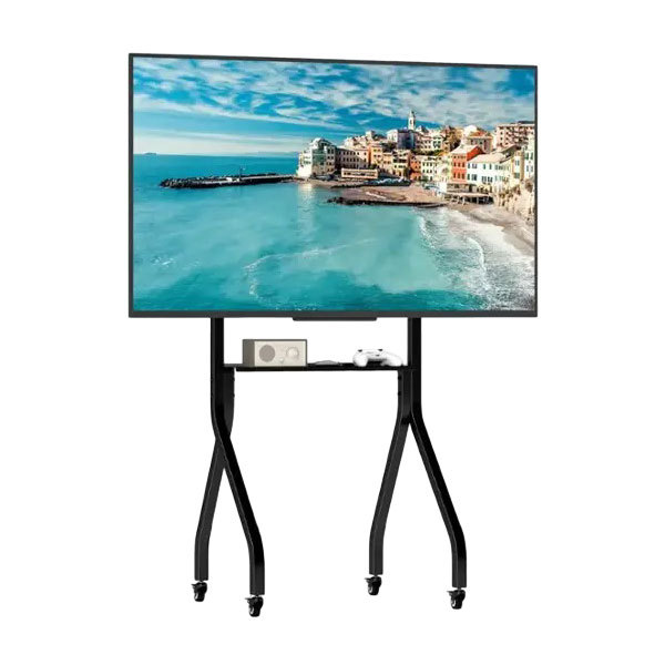 Mobile TV Stand With Bracket Height Adjustable TV Carts Flexible Trolley Stand With Plastic AV Shelf Floor TV Stand