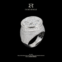 Bague Classique Iced Out Grand Cadran en Moissanite VVS Or Blanc Argent Sterling 925 pour Homme Bijoux de Luxe Hip Hop