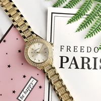 Reloj de Cuarzo para Mujer con Aleación de Diamantes, Correa de Cuero/Cocodrilo, Esfera de 38 mm, Resistente al Agua, Elegancia de Dibujos Animados, Casual