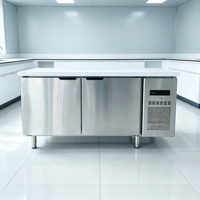 Table de travail réfrigérée et congélateur double température en acier inoxydable robuste pour cuisine commerciale, banc de stockage de produits surgelés