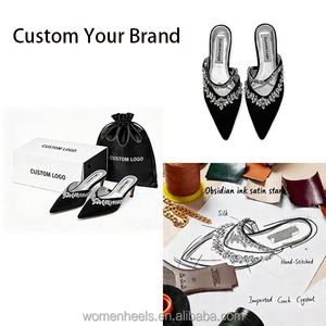Sandalias de tacón alto con punta en pico, lazo y diamantes de imitación, de malla, estilo europeo-americano, personalizadas por el fabricante, para mujer - Product Image 3