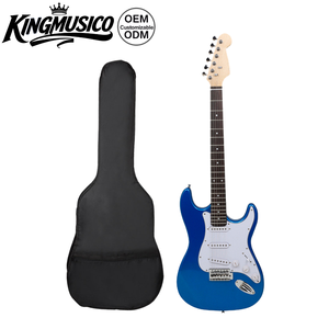 Chitarra Elettrica <span class=keywords><strong>Classica</strong></span> Stile ST in Legno Massello Blu Metallizzato con Pickup SSS, Strumento Elettrico Rock per Principianti, Vendita all'Ingrosso - Product Image 1