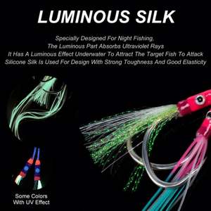 <span class=keywords><strong>Hameçon</strong></span> de pêche <span class=keywords><strong>BKK</strong></span> Double Assist Hook en soie lumineuse multicolore à haute teneur en carbone pour jigging lent, avec yeux adhésifs en résine époxy - Product Image 5