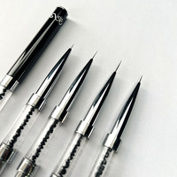 Stylo double-embout professionnel multifonctionnel en nylon souple et acrylique pour nail art, noir – Meilleure vente, haute qualité