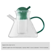 Grosir Set Pot kopi teh kaca desain sederhana Modern dengan pola bunga buah buatan Tiongkok kemasan kotak warna