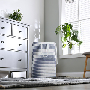 <span class=keywords><strong>Amazon</strong></span> Venta caliente 2023 juguete plegable tela de lona rayas cajas de almacenamiento impermeables lavandería baño cesta de almacenamiento - Product Image 3