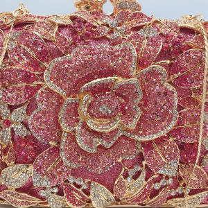 奢华昂贵的水晶水钻离合器钱包鲜花晚装舞会新娘结婚部分包 - Product Image 2