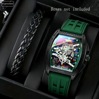 Montre à quartz squelette pour homme, mode sport, cadran ajouré coloré, bracelet en silicone, montre-bracelet pour homme