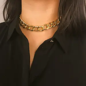 新しいファッションゴールドネックレス女性ジュエリー卸売のための太いチェーンステートメントネックレス