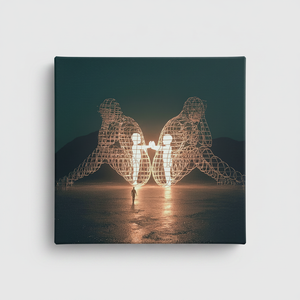 Modern Tempered Glass Wall Art: Burning Man Couple Canvas Print,<b>WRAPPED</b> CANVAS - Product Image 2