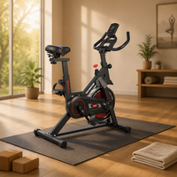 Vélo d'exercice vertical intelligent à transmission par courroie en acier pour la maison, résistance infinie, entraînement à pédale alimenté par batterie, ventilateur intégré