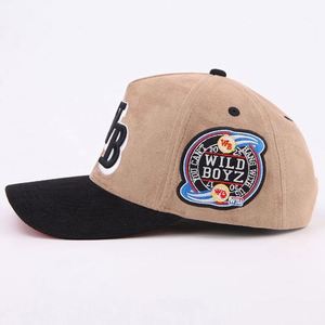 Casquettes de baseball snapback unisexes personnalisées à 5 panneaux, bicolores, en suède 100% polyester, style sportif urbain, pour l'extérieur - Product Image 4