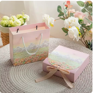 Caja de Regalo para Maquillaje con Diseño de Pintura al Óleo de Paisajes de la Serie High Beauty Day, con Cinta para Atar - Product Image 2