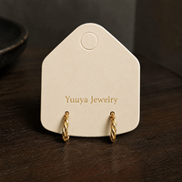Tarjeta de Joyería con Textura Mate Beige, Logotipo Personalizado con Estampado en Caliente, Tarjeta para Aretes y Collares, Personalización Disponible