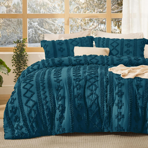 Tufted Boho <span class=keywords><strong>Comforter</strong></span> thiết lập thân thiện với môi Vua kích thước với gối shams Chic thêu giường thiết lập mềm Jacquard <span class=keywords><strong>Comforter</strong></span> - Product Image 1