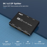   Répartiteur 1x3 DP Hub 8K UHD Adaptateur Triple Moniteur 3 Voies pour PC Portable Mur Vidéo Réunion de Bureau