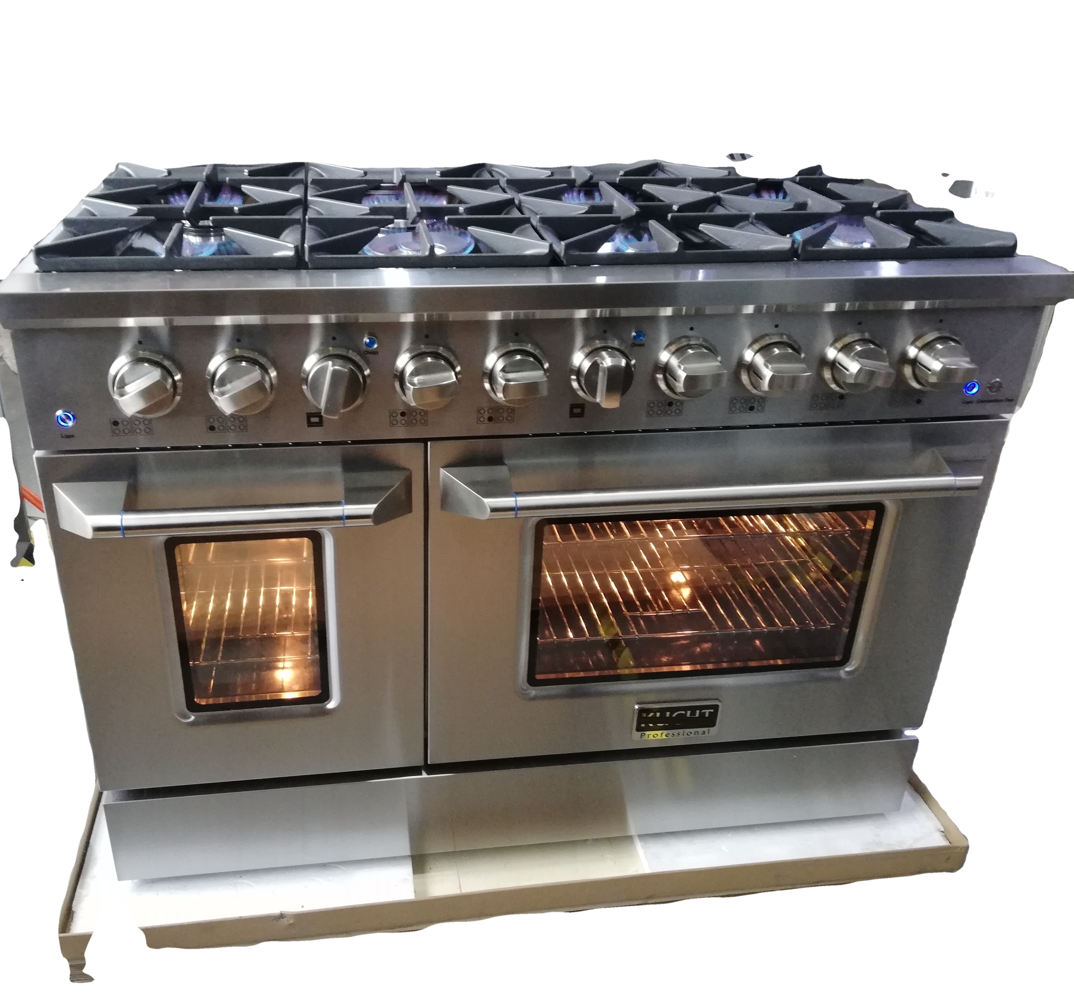 Европейский Сертифицированный кухонный прибор SENG ETL газовая плита 48 дюймов Двойная Духовка с цинковой ручкой