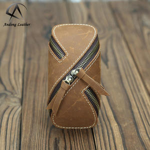 Étui à clés créatif Andong en cuir Crazy Horse rétro avec fermeture éclair, porte-cartes et porte-clés de voiture, pour hommes et femmes - Product Image 1