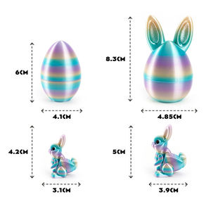 Juguete de Conejo de Pascua Impreso en 3D Personalizado, Figura de Conejo Móvil, Huevo Sorpresa Colorido de Pascua para Niños, Colección - Product Image 5