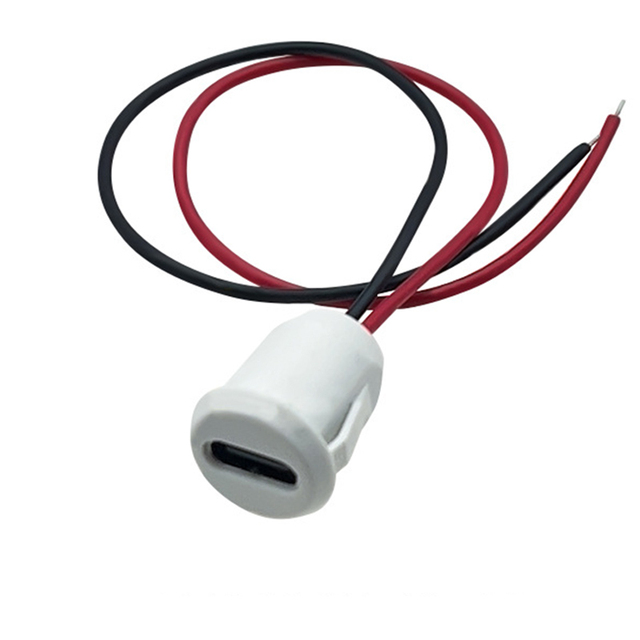 White USB Type C Panel Mount Snap-in Socket USB C Connector for Power Applications