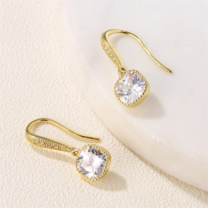 ต่างหูแฟชั่น RAKOL รุ่น EP5268 ปี 2025 ต่างหูทรงสี่เหลี่ยมประดับเพชรคิวบิกเซอร์โคเนียระยิบระยับสำหรับผู้หญิง ต่างหูเงินแท้ 925 - Product Image 3