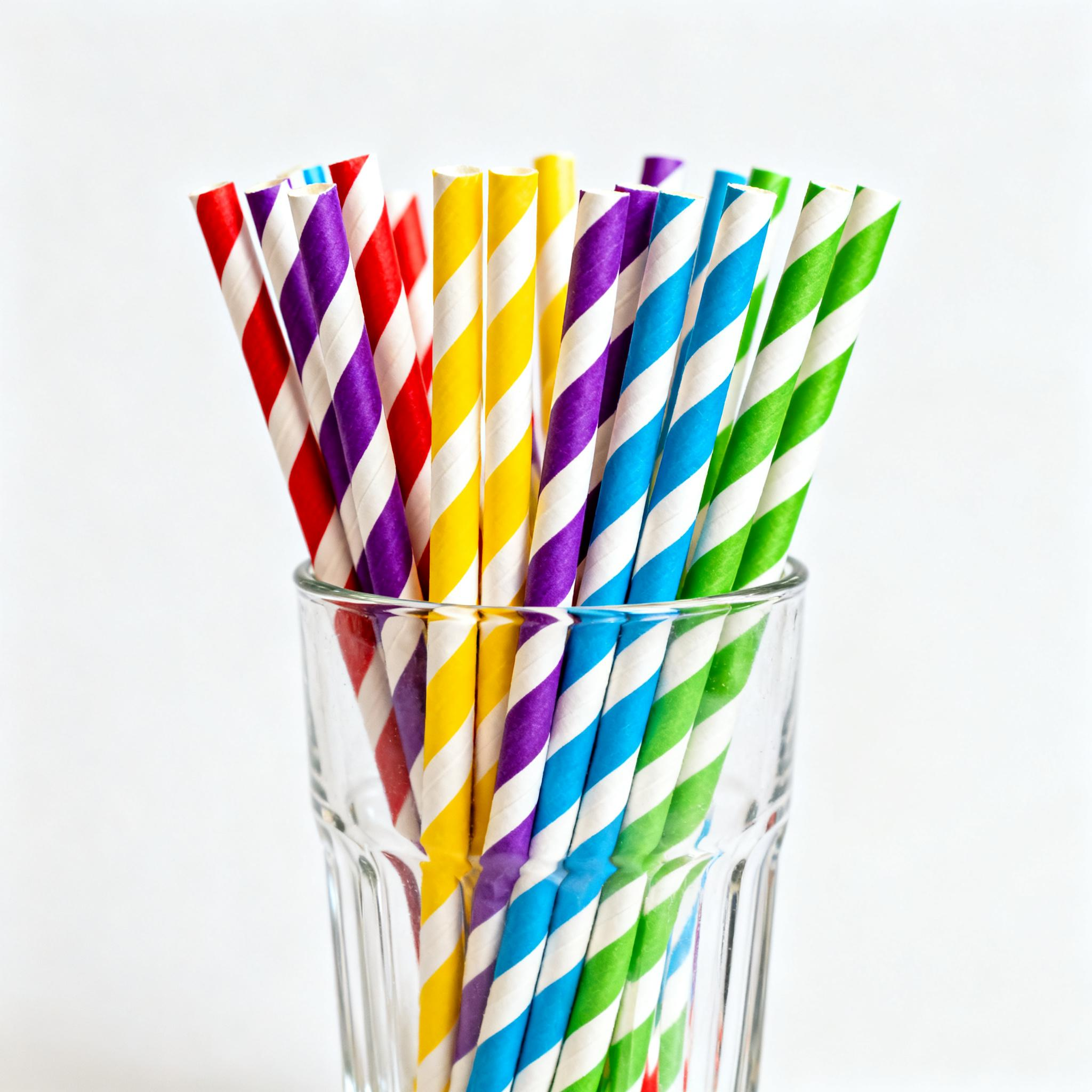 Eco-Friendly Biodegradable Recyclable Disposable Paper Straws with Striped Pattern for Juice