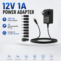 Adaptateur d'alimentation 12V 1A AC/DC pour bande lumineuse LED, moniteur bébé, caméra de sécurité, routeur, haut-parleur Bluetooth, moniteur LCD