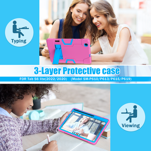 Custodia Antiurto a 3 Strati per Tablet Samsung <span class=keywords><strong>Tab</strong></span> <span class=keywords><strong>S6</strong></span> <span class=keywords><strong>Lite</strong></span> 2020/2022/2024 con Porta Penna Integrato e Supporto Regolabile a Doppio Angolo - Product Image 3