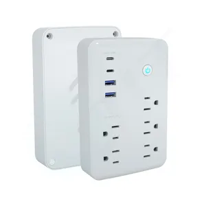 Smart Home System 110V WiFi Blue Tooth 5 Ways NEMA5-15R Socket Power StrpWith 2 Ports USB Type C Charging Sockets