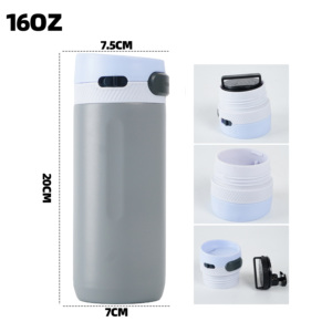 Bouteille de voyage en acier inoxydable à double paroi anti-fuite de 16 oz avec logo personnalisé à <span class=keywords><strong>action</strong></span> par gâchette - Product Image 6