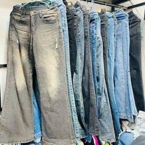 Jeans Americanos Vintage de Cintura Alta, Usados, al por Mayor, Desgastados, con Salpicaduras de Tinta, Estilo Urbano, Rectos, Acampanados, Estilo Francés - Product Image 3