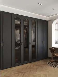 American Matte Black Lacquer Solid Wood Bedroom Furniture Shaker Style <b>Wardrobe</b> Closets - Product Image 2