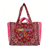 Sac bandana personnalisé avec logo brodé, sac matelassé pour femme, grand sac bandana à imprimé paisley, sac à main pour les voyages et l'usage quotidien