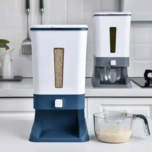 Dispensador de arroz, multifuncional, de plástico, à prova de umidade, dispensador de cereal, balde para cozinha